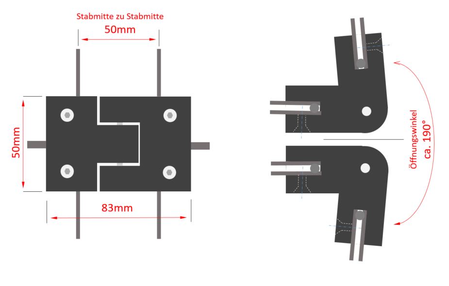 Scharnier Typ B für Doppelstabmatte 868